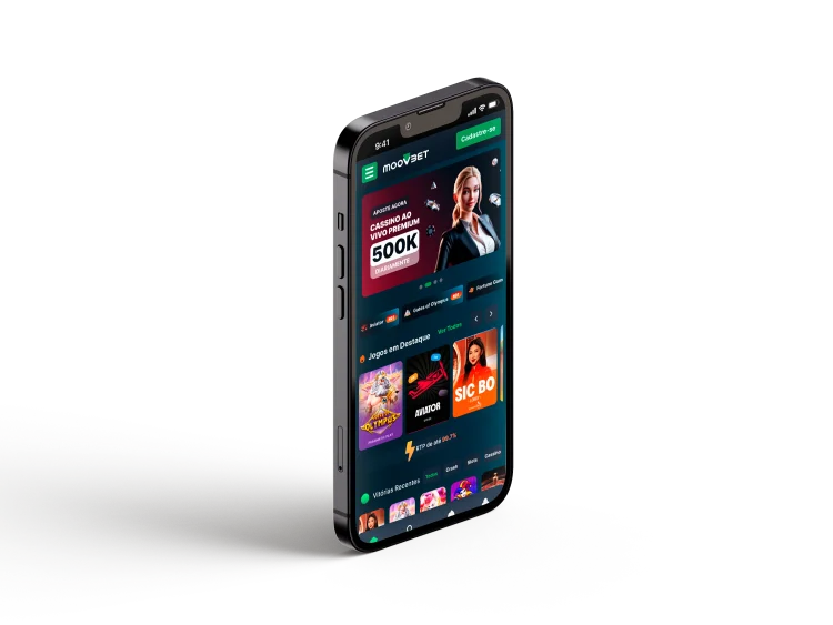 Smartphone com aplicativo Moovbet na tela